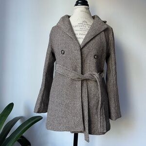 Brown short coats with removable belt